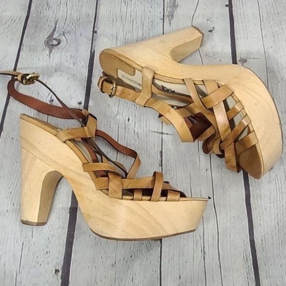 Max Studio Oakey Slingback Wood High Heels - Picture 3 of 13